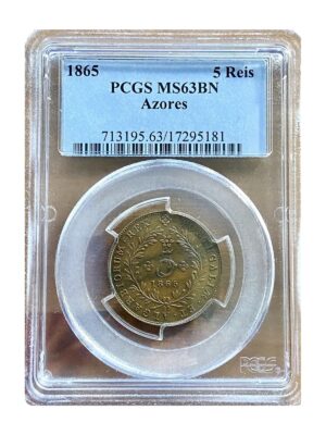 Azores 1865 5 Reis PCGS MS63BN