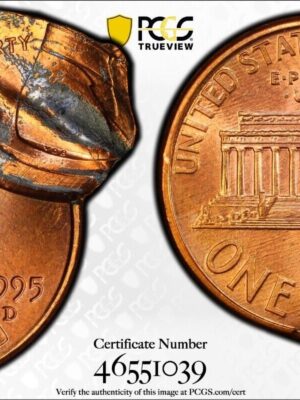 1995-D Lincoln Cent Mint Error Double Struck 80% Off-Center