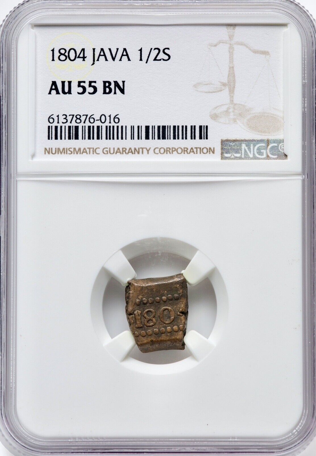 Netherlands East Indies JAVA Bonk 1/2 Stuiver 1804