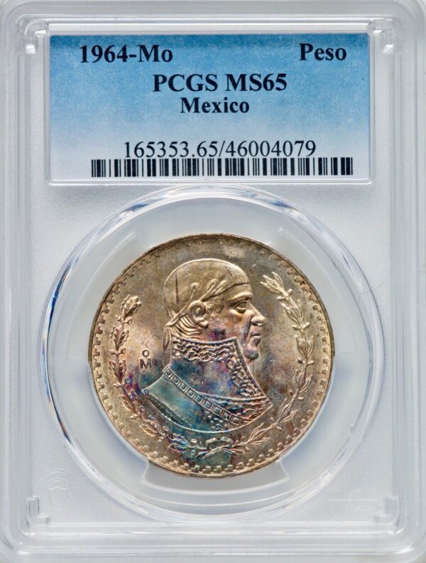 1966-Mo Mexico Silver Peso PCGS MS65 Pretty Toning