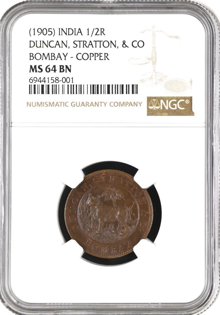 India (British) (1905) 1/2 Rupee Duncan, Stratton & Co of Bombay Token
