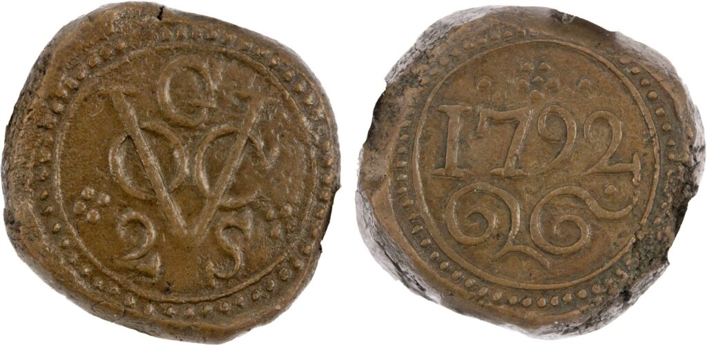 Ceylon Dutch East India Company 1792 V.O.C. 2 STUIVERS