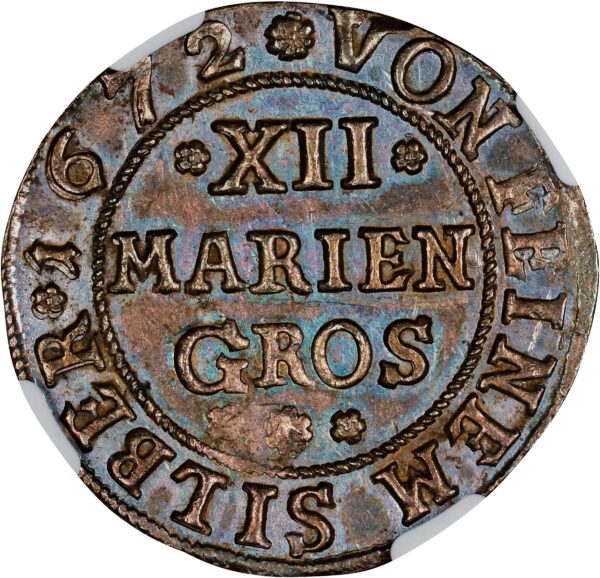 1672 Germany Osnabruck 12 Mariengroschen (1/3 Taler) NGC MS63