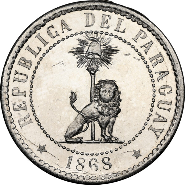 Paraguay 1868 German Silver Proof Pattern 2 Centimos