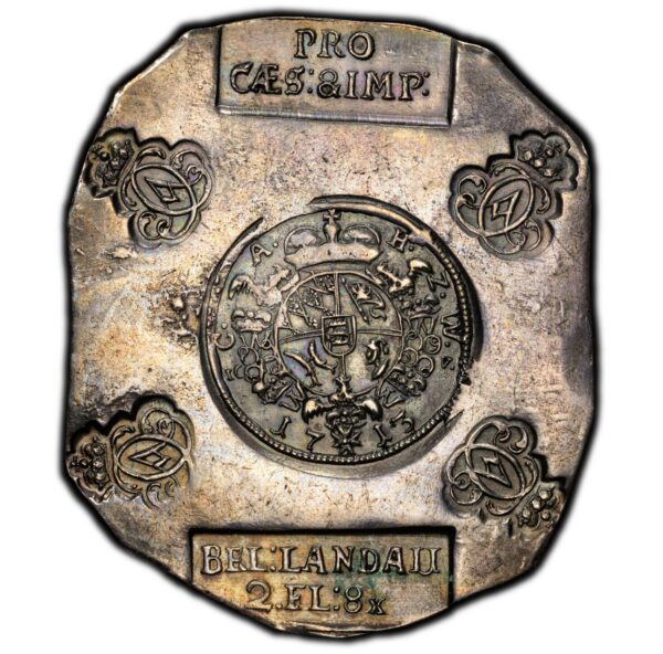 Landau Siege Klippe 2 Florin 8 Kreuzer 1713-3 German States Landau Siege Klippe 2 Florin 8 Kreuzer 1713