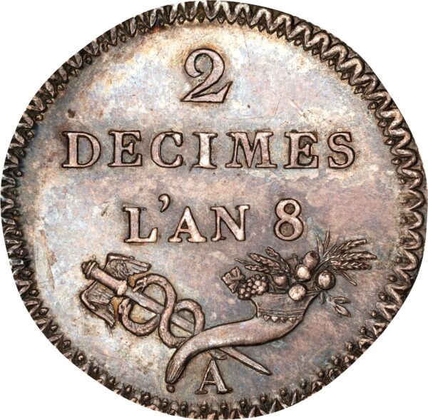 France Silver 2 Decimes Essai-4 France Consulate Silver 2 Decimes Essai (Pattern) Year 8-A (1799/1800)