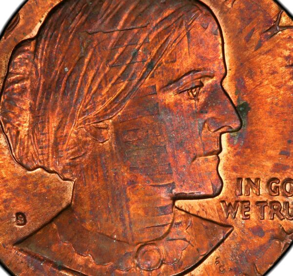 SBA-Cent Double Denom-3 Susan B. Anthony Dollar -- Double Denomination On a Struck Cent